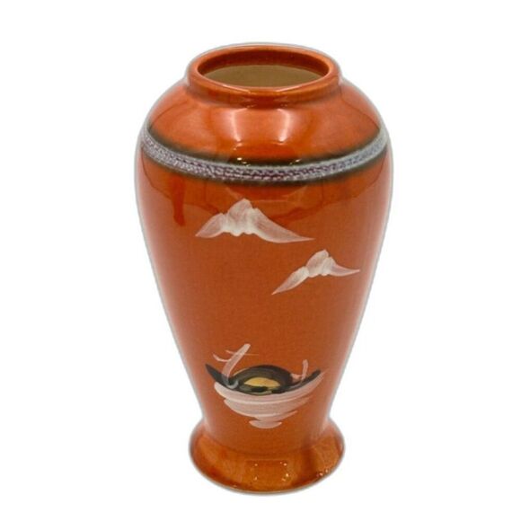 Asian-Inspired Hand-Painted Ceramic Vases – Burnt Orange with a Bamboo Design - Picture 5 of 9